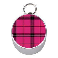 Dark Pink Plaid Mini Silver Compasses by snowwhitegirl