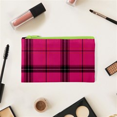 Dark Pink Plaid Cosmetic Bag (xs) by snowwhitegirl