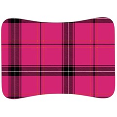 Dark Pink Plaid Velour Seat Head Rest Cushion