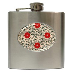 Papanese Floral Red Hip Flask (6 Oz)