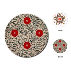 Papanese Floral Red Playing Cards (round)  by snowwhitegirl