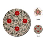 Papanese Floral Red Playing Cards (Round)  Front