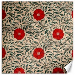 Papanese Floral Red Canvas 12  X 12  