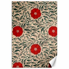 Papanese Floral Red Canvas 12  X 18   by snowwhitegirl