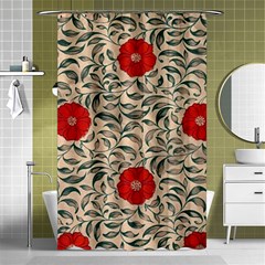 Papanese Floral Red Shower Curtain 48  X 72  (small)  by snowwhitegirl