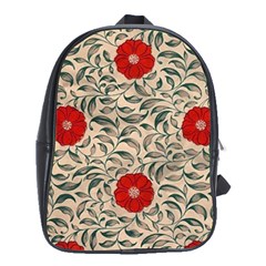 Papanese Floral Red School Bag (xl) by snowwhitegirl