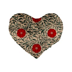 Papanese Floral Red Standard 16  Premium Heart Shape Cushions by snowwhitegirl