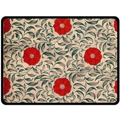 Papanese Floral Red Double Sided Fleece Blanket (large)  by snowwhitegirl