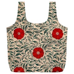 Papanese Floral Red Full Print Recycle Bags (l)  by snowwhitegirl