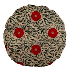 Papanese Floral Red Large 18  Premium Flano Round Cushions by snowwhitegirl