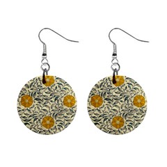 Japanese Floral Orange Mini Button Earrings