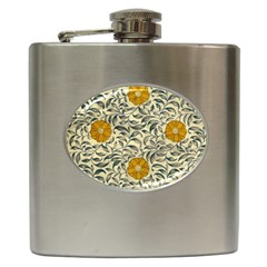 Japanese Floral Orange Hip Flask (6 Oz) by snowwhitegirl