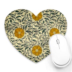 Japanese Floral Orange Heart Mousepads by snowwhitegirl