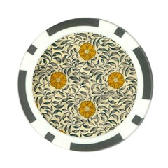 Japanese Floral Orange Poker Chip Card Guard by snowwhitegirl