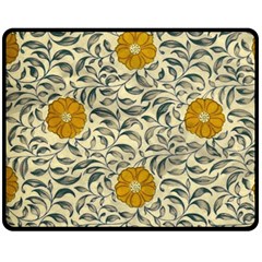 Japanese Floral Orange Double Sided Fleece Blanket (medium)  by snowwhitegirl