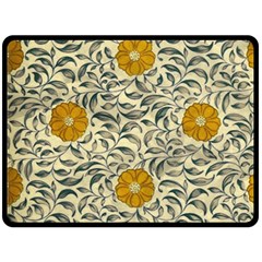 Japanese Floral Orange Double Sided Fleece Blanket (large)  by snowwhitegirl