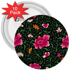 Pink Japan Floral 3  Buttons (10 Pack)  by snowwhitegirl