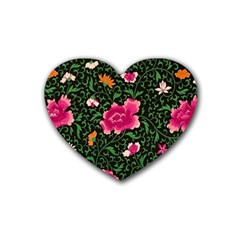 Pink Japan Floral Heart Coaster (4 Pack)  by snowwhitegirl