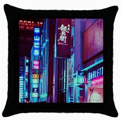 Japan City Throw Pillow Case (Black)