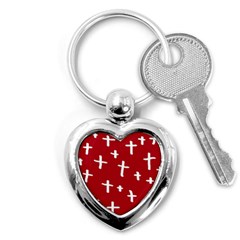 Red White Cross Key Chains (heart)  by snowwhitegirl