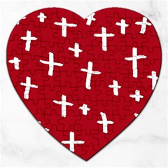 Red White Cross Jigsaw Puzzle (heart) by snowwhitegirl