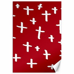 Red White Cross Canvas 12  X 18   by snowwhitegirl