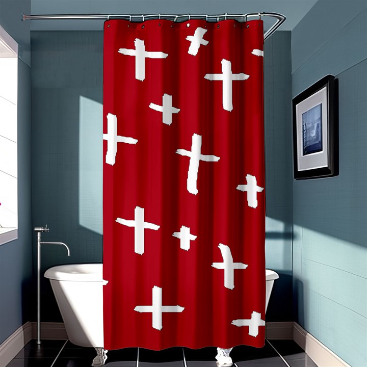 Red White Cross Shower Curtain 36  x 72  (Stall) 