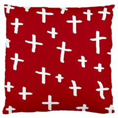 Red White Cross Large Cushion Case (two Sides) by snowwhitegirl