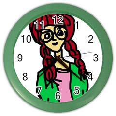 Nerdy Girl Color Wall Clock by snowwhitegirl