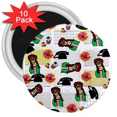 Office Girl Pattern 3  Magnets (10 Pack)  by snowwhitegirl