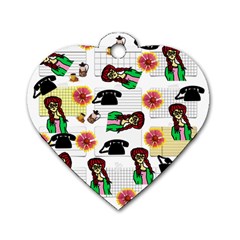 Office Girl Pattern Dog Tag Heart (two Sides) by snowwhitegirl