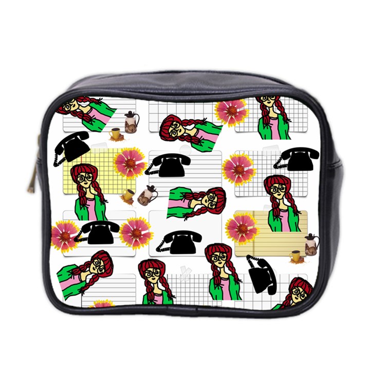 Office Girl Pattern Mini Toiletries Bag (Two Sides)