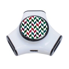 Zigzag Chevron Pattern Green Red 3-port Usb Hub by snowwhitegirl