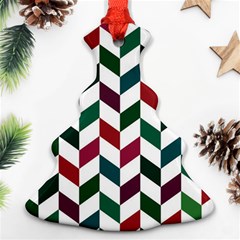 Zigzag Chevron Pattern Green Red Christmas Tree Ornament (two Sides) by snowwhitegirl