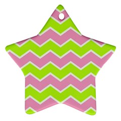 Zigzag Chevron Pattern Green Pink Ornament (star) by snowwhitegirl