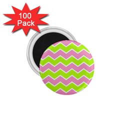 Zigzag Chevron Pattern Green Pink 1 75  Magnets (100 Pack)  by snowwhitegirl