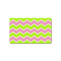 Zigzag Chevron Pattern Green Pink Magnet (name Card) by snowwhitegirl