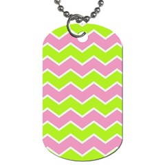 Zigzag Chevron Pattern Green Pink Dog Tag (two Sides) by snowwhitegirl