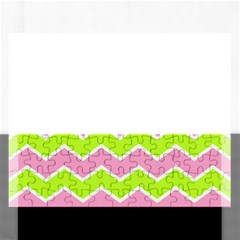 Zigzag Chevron Pattern Green Pink Rectangular Jigsaw Puzzl by snowwhitegirl