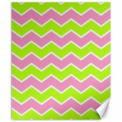 Zigzag Chevron Pattern Green Pink Canvas 8  X 10  by snowwhitegirl