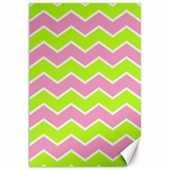 Zigzag Chevron Pattern Green Pink Canvas 12  X 18   by snowwhitegirl