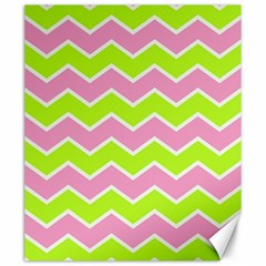 Zigzag Chevron Pattern Green Pink Canvas 20  X 24   by snowwhitegirl