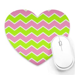 Zigzag Chevron Pattern Green Pink Heart Mousepads by snowwhitegirl