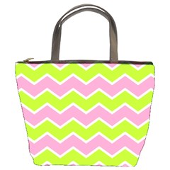 Zigzag Chevron Pattern Green Pink Bucket Bag by snowwhitegirl