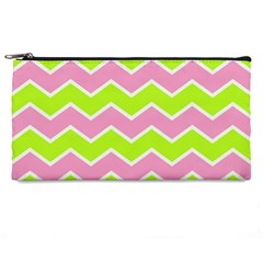 Zigzag Chevron Pattern Green Pink Pencil Cases by snowwhitegirl