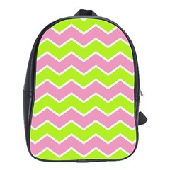 Zigzag Chevron Pattern Green Pink School Bag (large) by snowwhitegirl