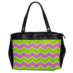 Zigzag Chevron Pattern Green Pink Oversize Office Handbag by snowwhitegirl