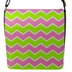 Zigzag Chevron Pattern Green Pink Flap Closure Messenger Bag (s) by snowwhitegirl