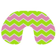 Zigzag Chevron Pattern Green Pink Travel Neck Pillows by snowwhitegirl