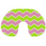 Zigzag Chevron Pattern Green Pink Travel Neck Pillows Front